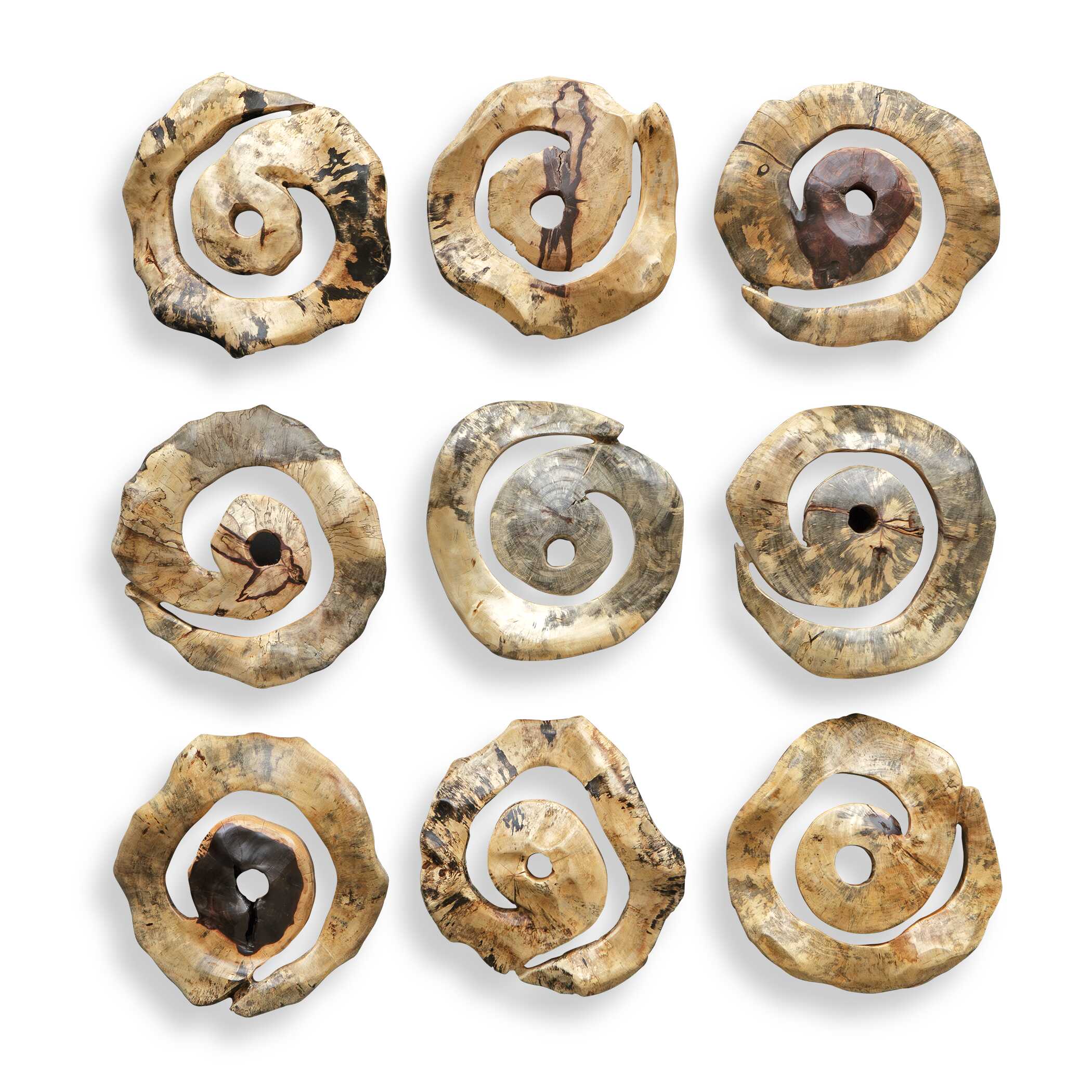 Corkscrew Wood Wall Decor Set/9 large image 