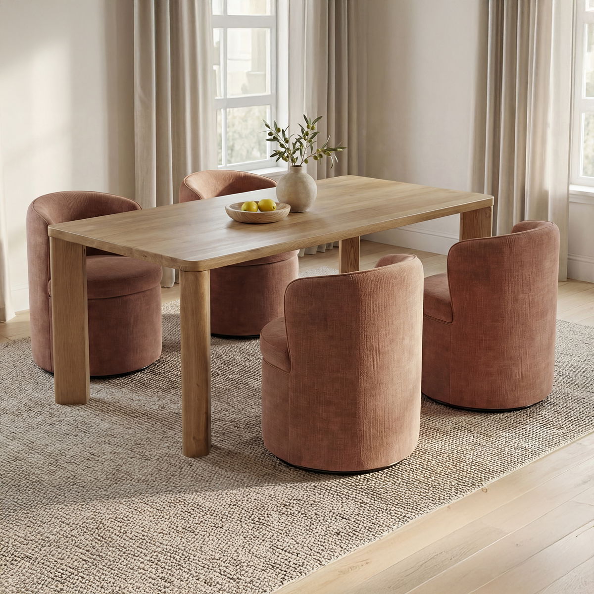 Segment Dining Table Wood Small Heritage Brown, by Moe's Home, 72" width x 30" height x 39" depth View 10