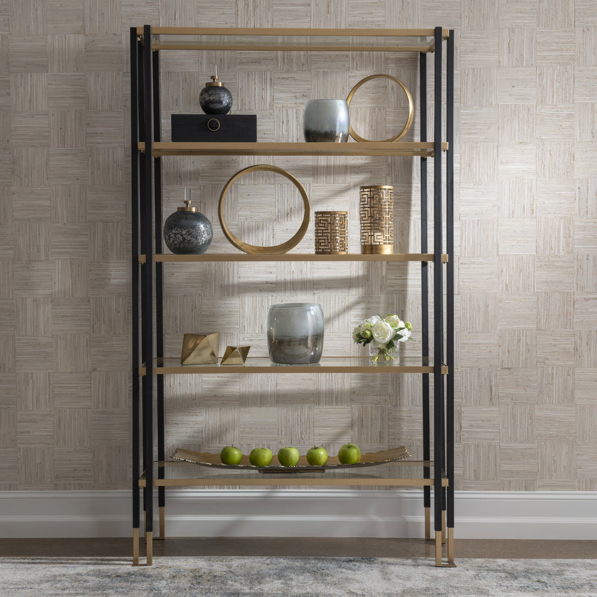 Kentmore Modern Etagere, Shelving & Bookcase by Uttermost, 47.25" width x 78.75" height x 16.25" depth View 2