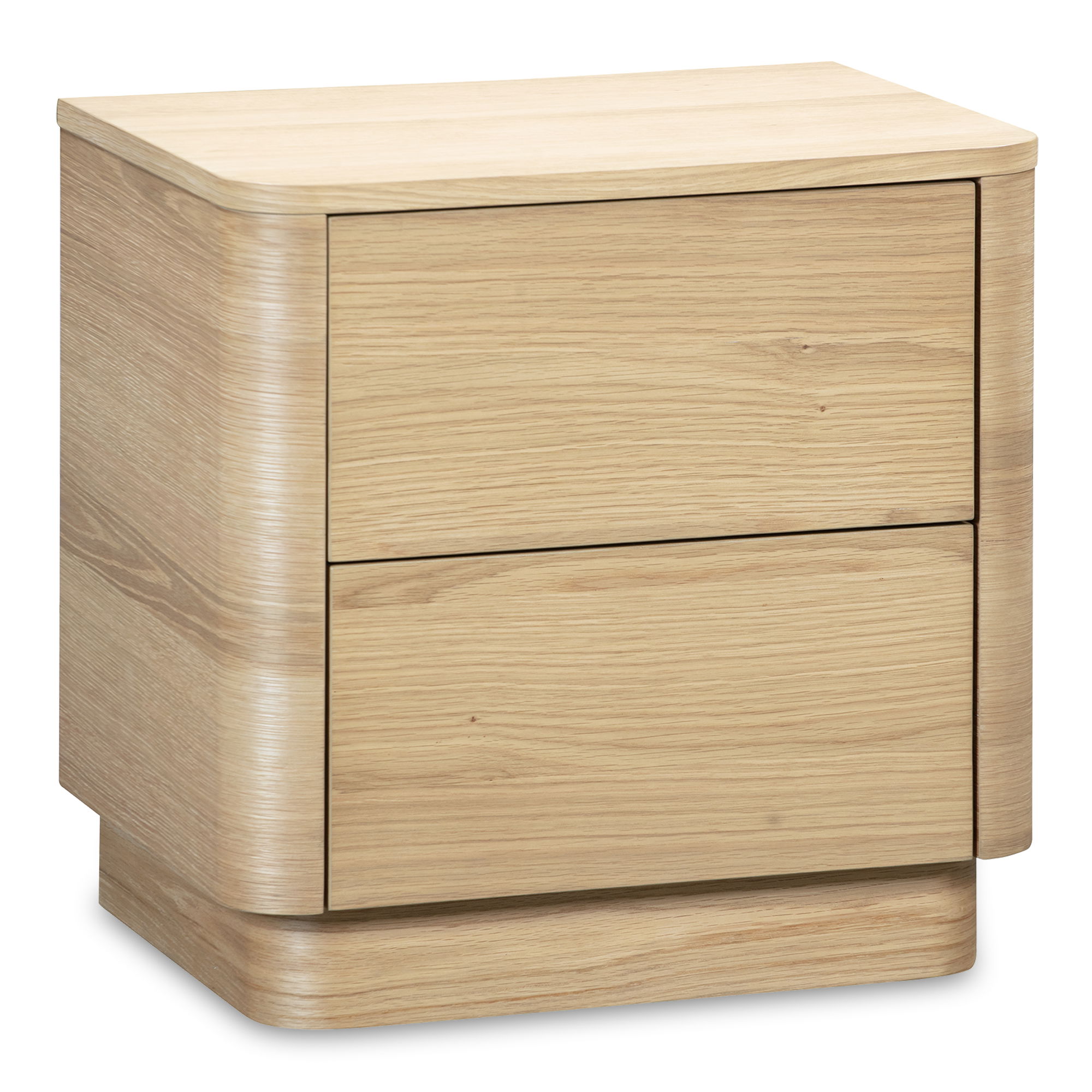 Round Off Tall Nightstand Natural Oak, by Moe's Home, 20" width x 20" height x 15" depth View 2