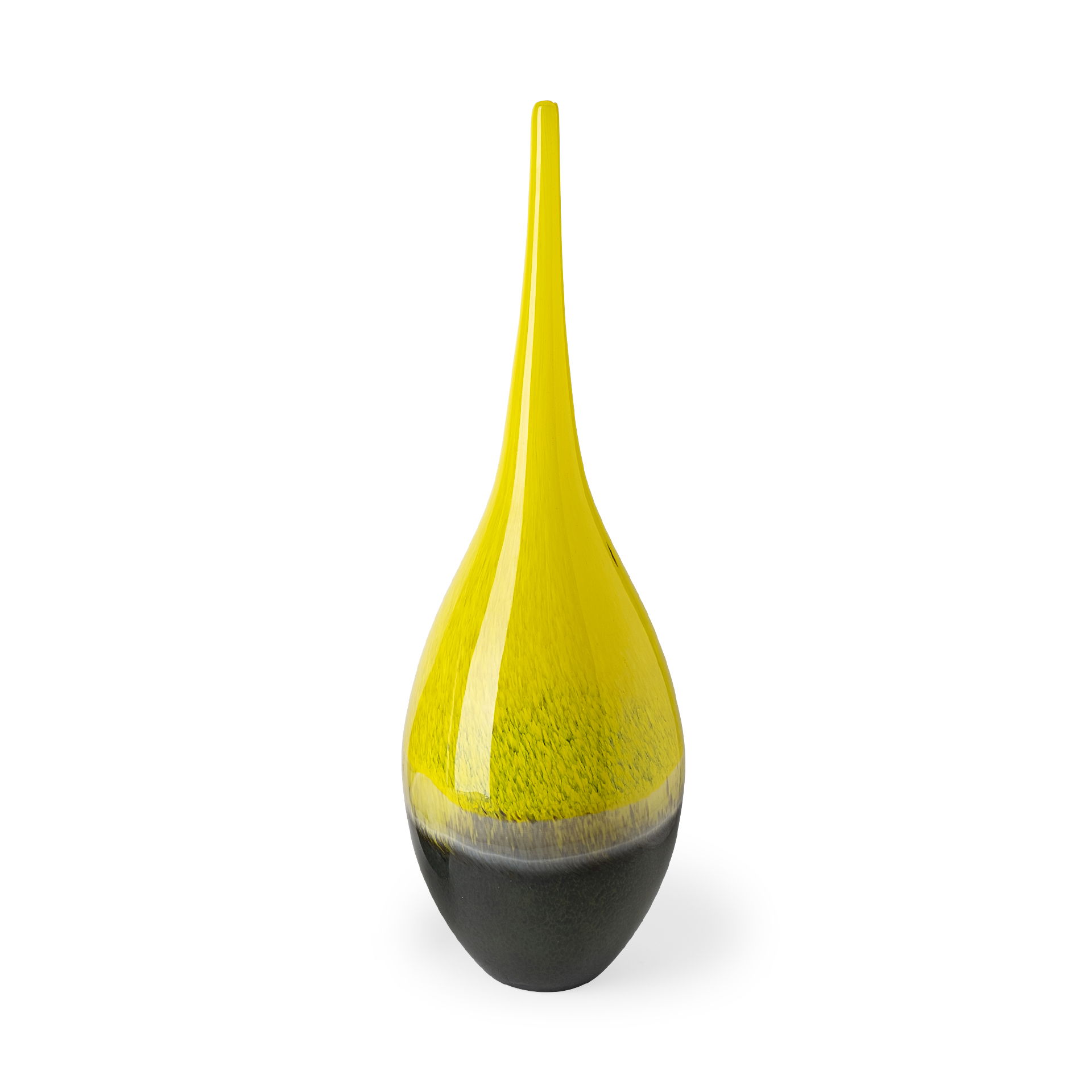 Jasse Large Yellowith Gray Ombre Glass Vase, by Mercana, 7.09" length x 7.09" width x 20.67" height View 1