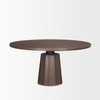 Swanson 60' Dark Brown Wood Round Pedestal Dining Table, by Mercana, 60" length x 60" width x 30" height thumbnail 6