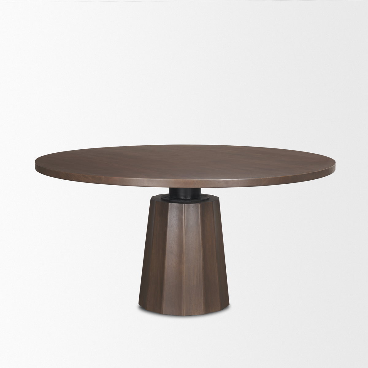 Swanson 60' Round Pedestal Dining Table | Dark Brown Wood | Seats 6, by Mercana, 60" length x 60" width x 30" height View 6