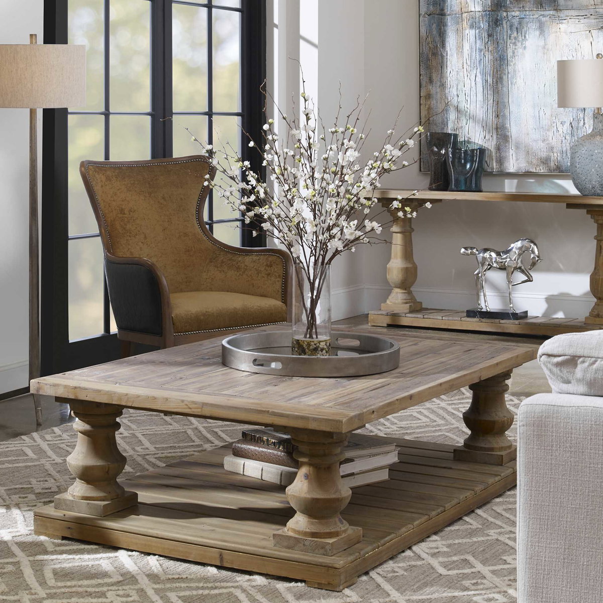 Quince Blossoms Silk Centerpiece, Tabletop Decor by Uttermost, 30" width x 36" height x 30" depth View 6