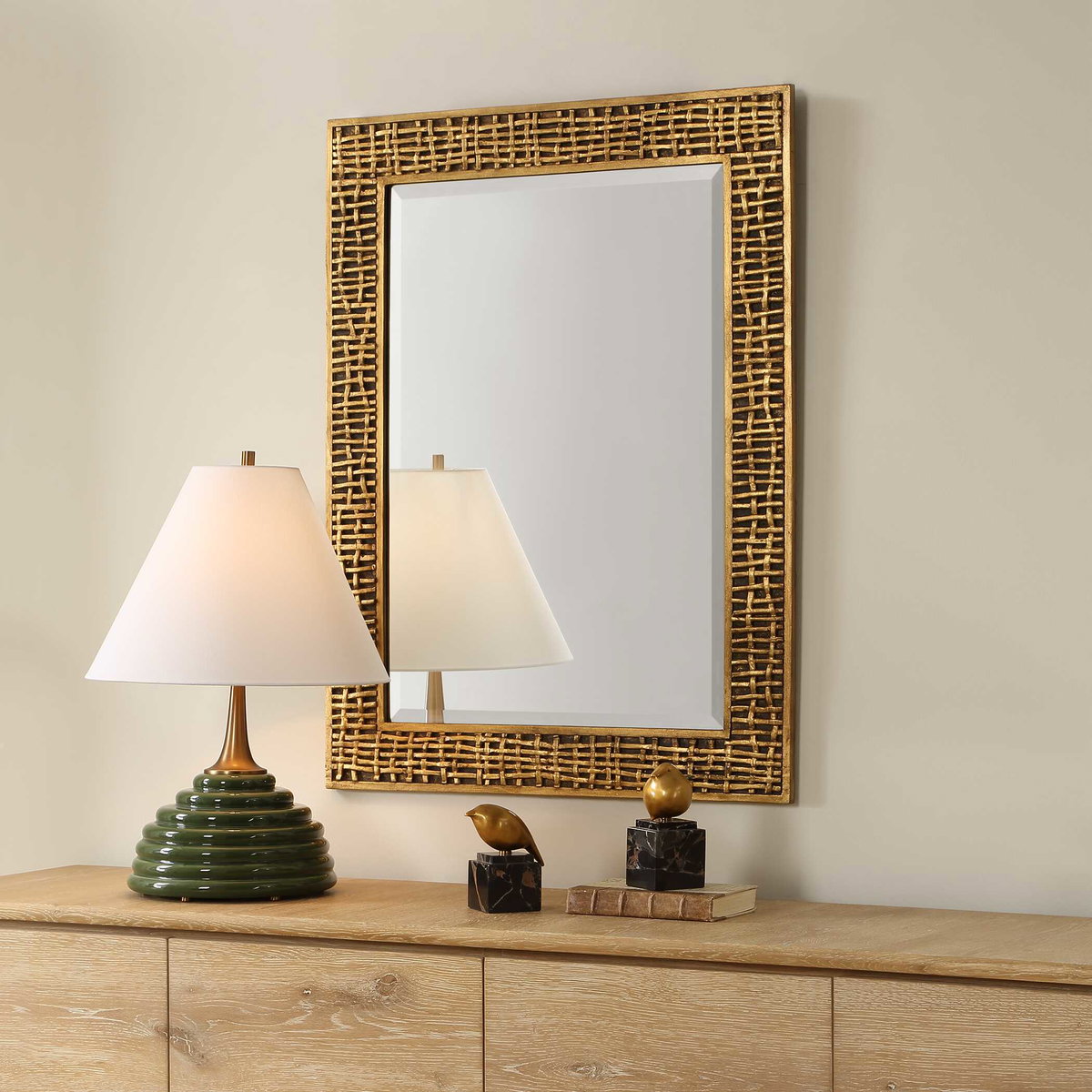 Woven In Time Gold Mirror, by Uttermost, 29.5" width x 39.75" height x 0.75" depth View 3