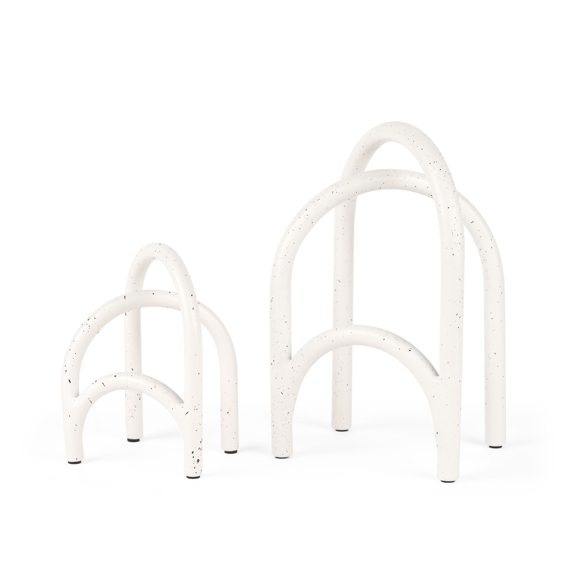 Springe White & Gray Speckled Arch Decorative Object (Set of 2), by Mercana, 4.53" length x 3.35" width x 6.5" height View 1