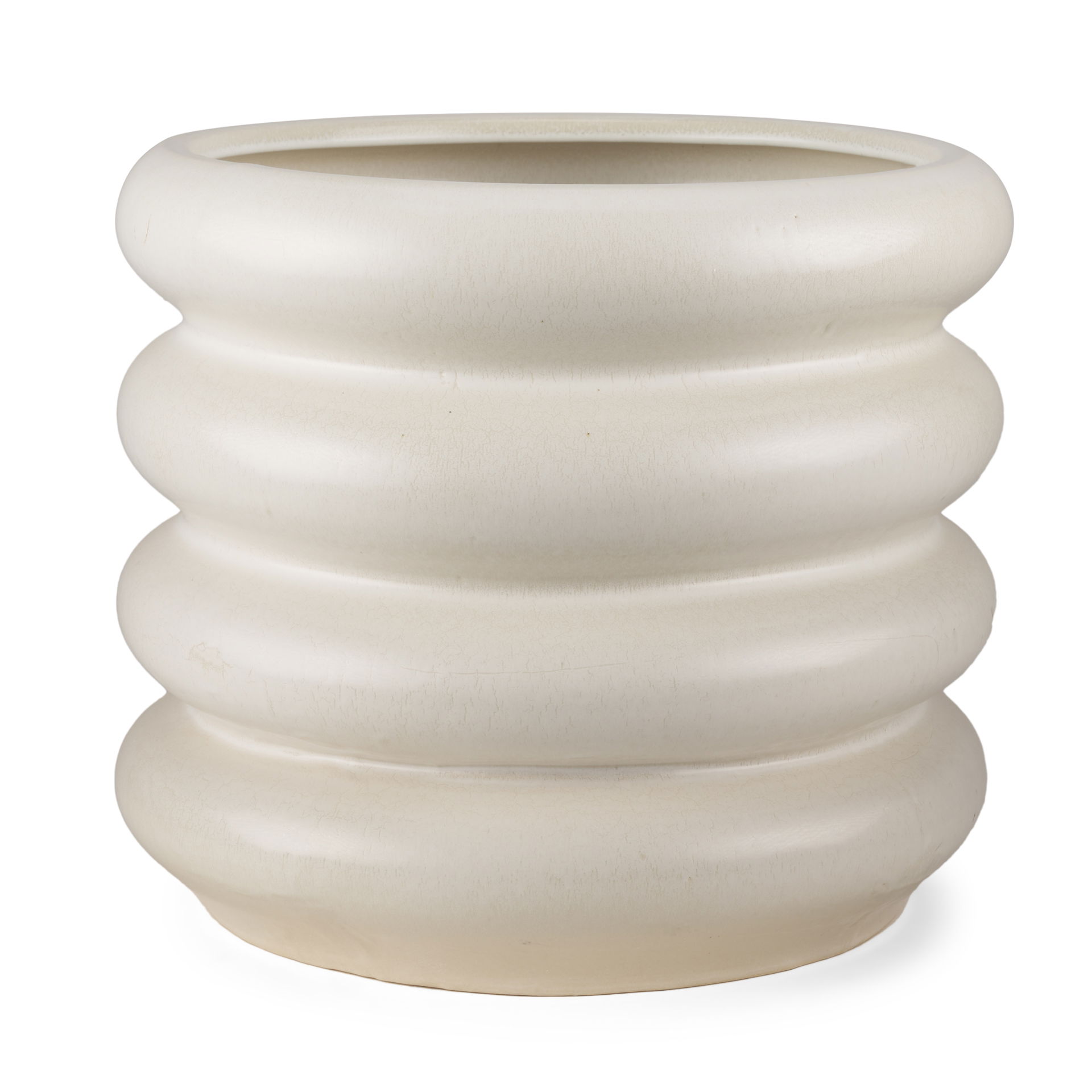 Twyla Tall Cream Glazed Floor Ceramic Vase, by Mercana, 16.5" length x 16.5" width x 14.25" height View 1