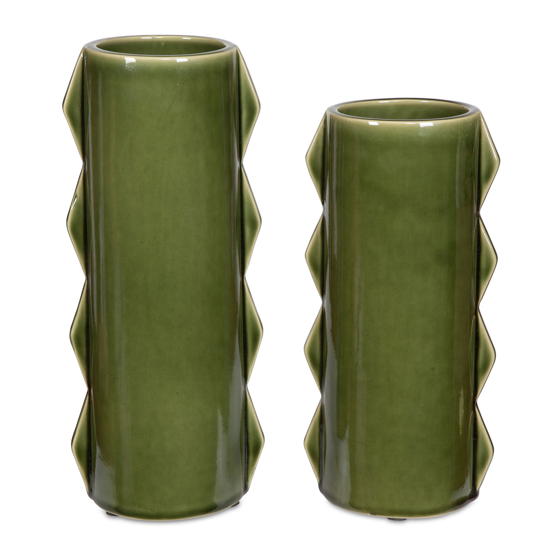 Meander Green Vases Set/2, Decorative by Uttermost, 5.75" width x 14" height x 4.5" depth View 1