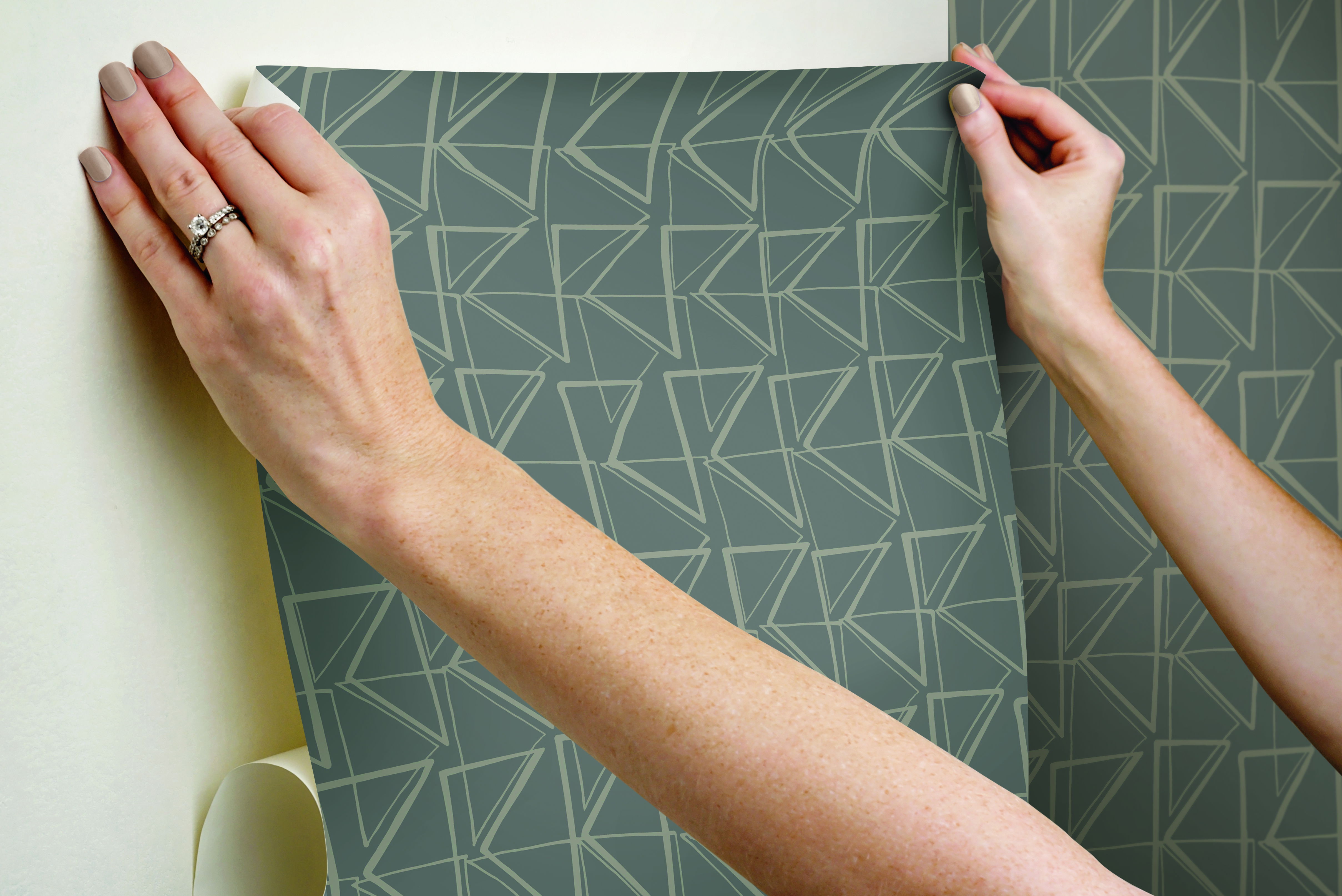 Love Triangles Grey Metallic Peel & Stick Wallpaper, by York Wall, 20' length x 1'8.5" width x 0.02" depth View 6