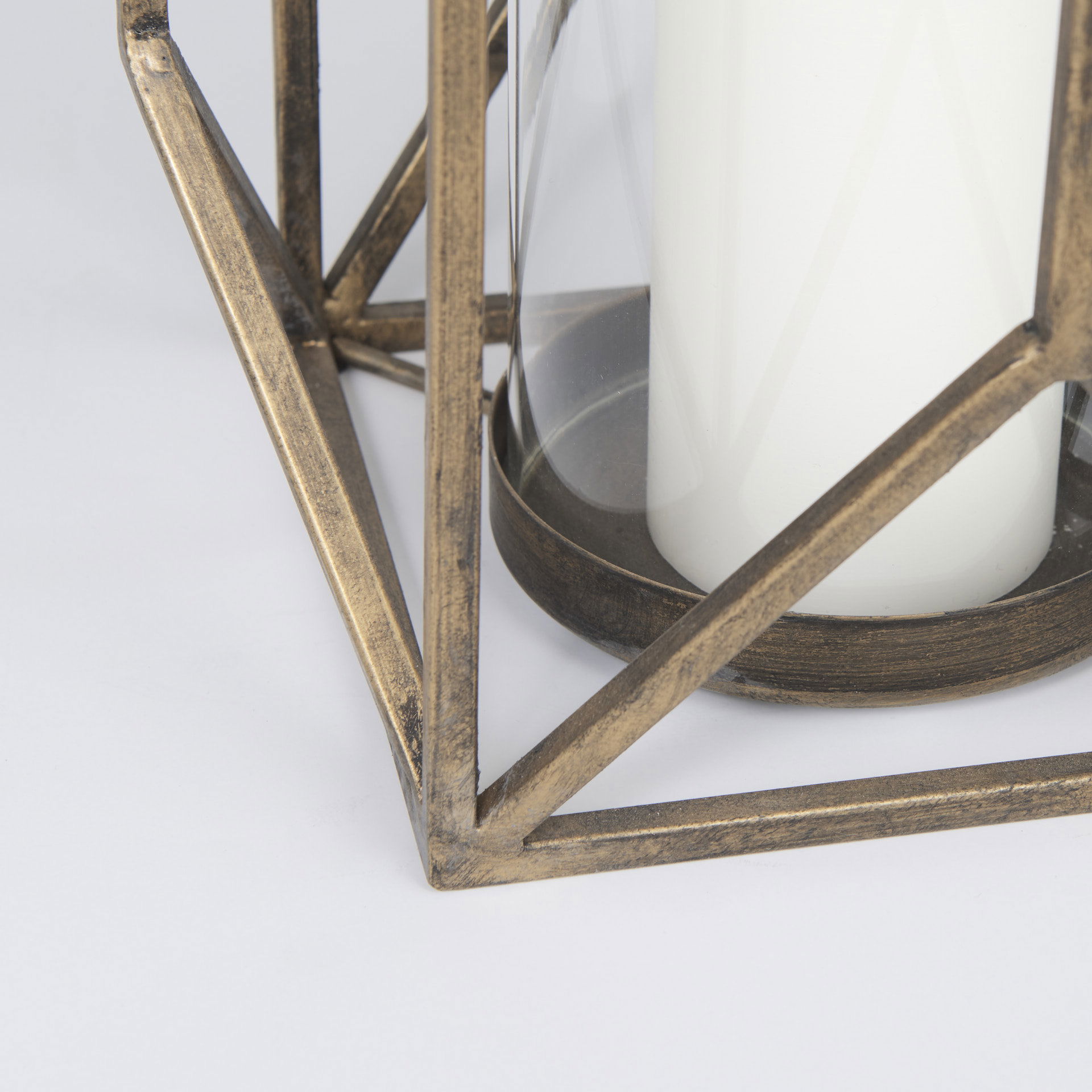 Ivy Large Gold Metal Geometric Cage Candle Holder Lantern, Lighting by Mercana, 10.24" length x 10.24" width x 36.02" height View 11