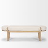 Sohan Light Brown Elm Wood with Oatmeal Fabric Bench, Benche by Mercana, 63" length x 18" width x 19" height thumbnail 4