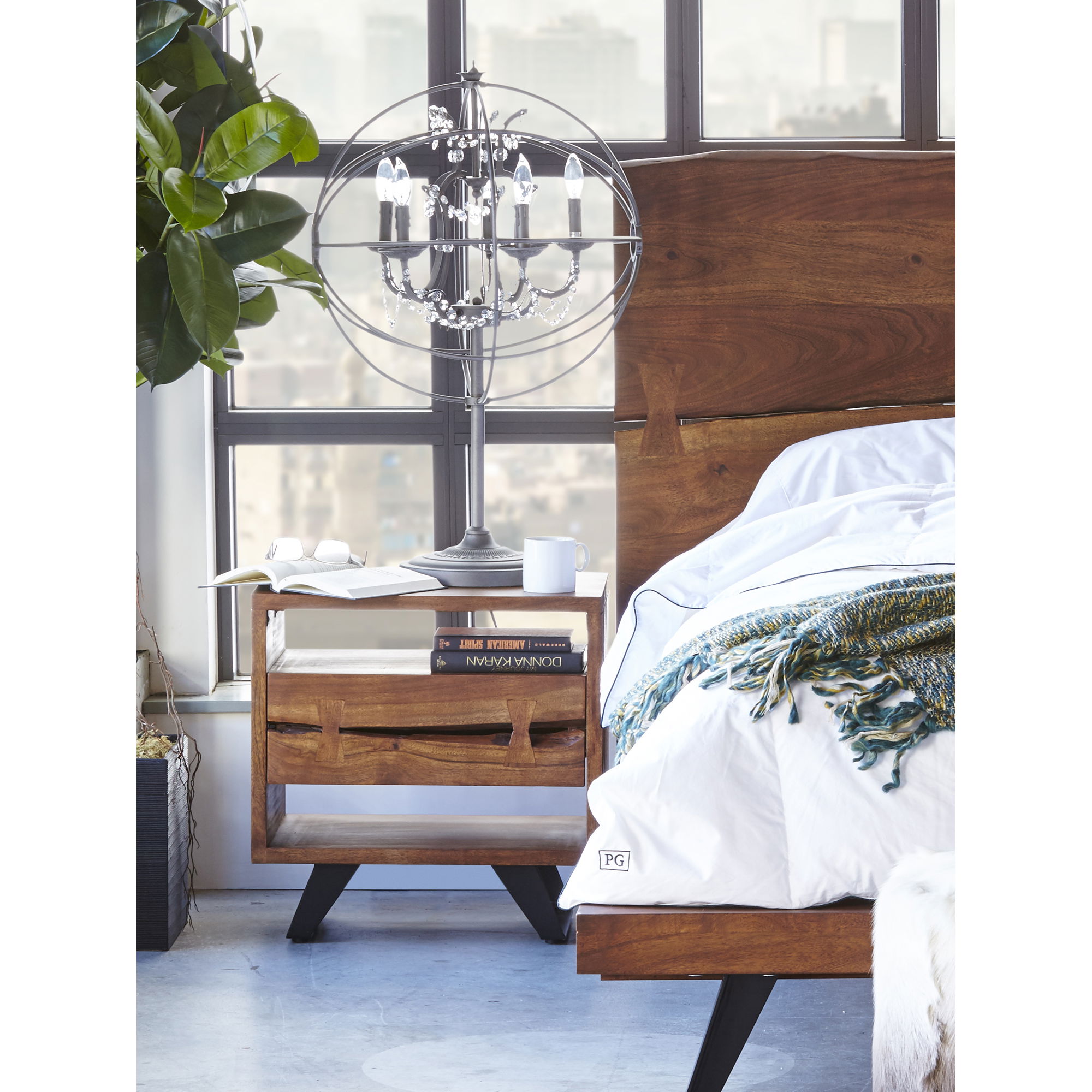 Madagascar Nightstand, by Moe's Home, 21.5" width x 22.2" height x 16" depth View 6