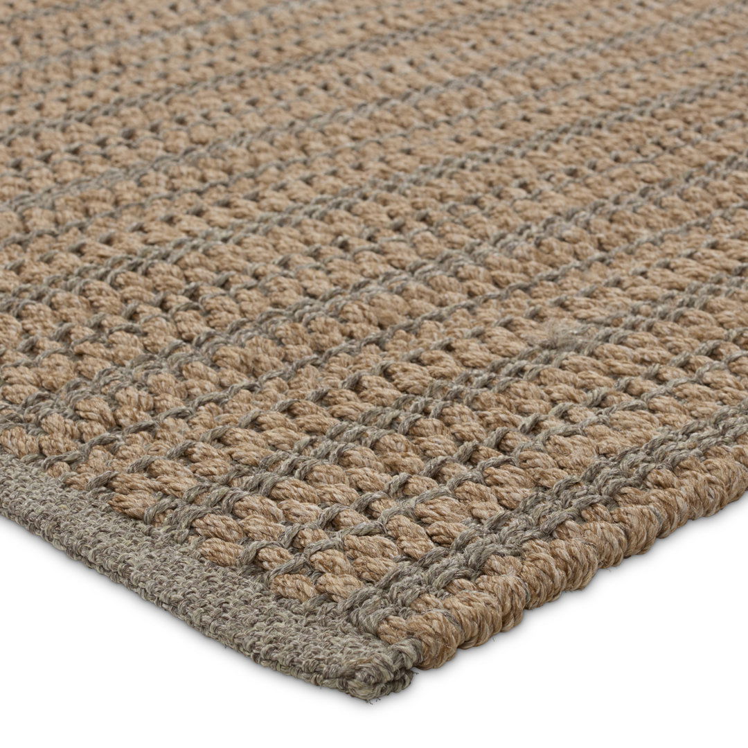 Elmas Handmade Indoor/Outdoor Striped Tan/Gray Area Rug (4'X6') large image 