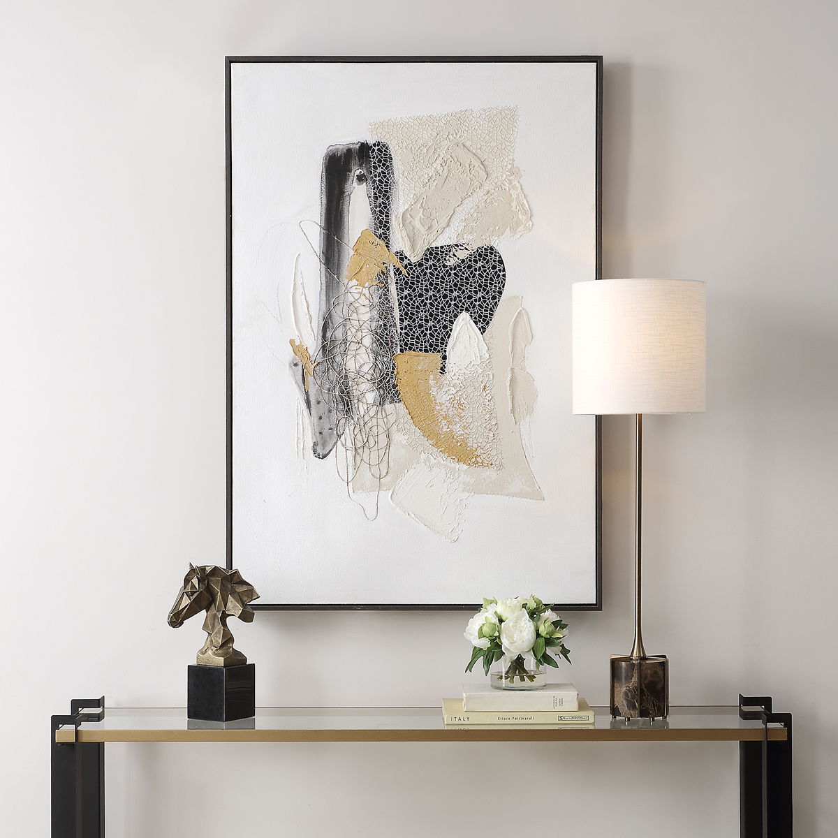 Scatter Abstract Hand Painted Canvas Art, by Uttermost, 32.5" width x 48" height x 2" depth View 2
