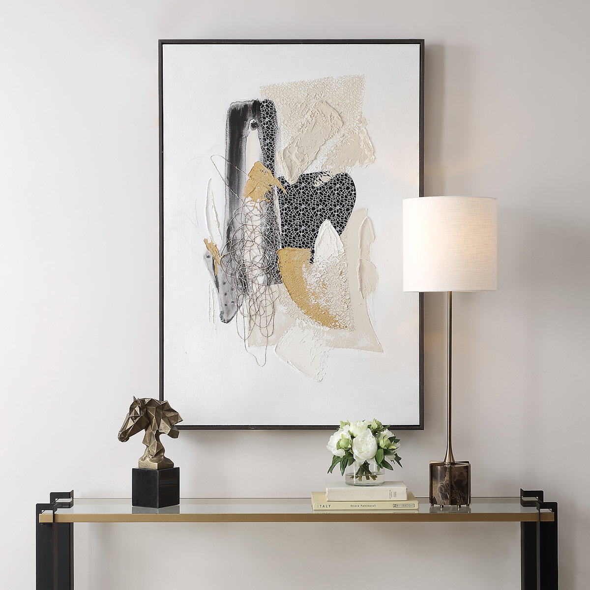 Scatter Abstract Hand Painted Canvas Art, by Uttermost, 32.5" width x 48" height x 2" depth View 2