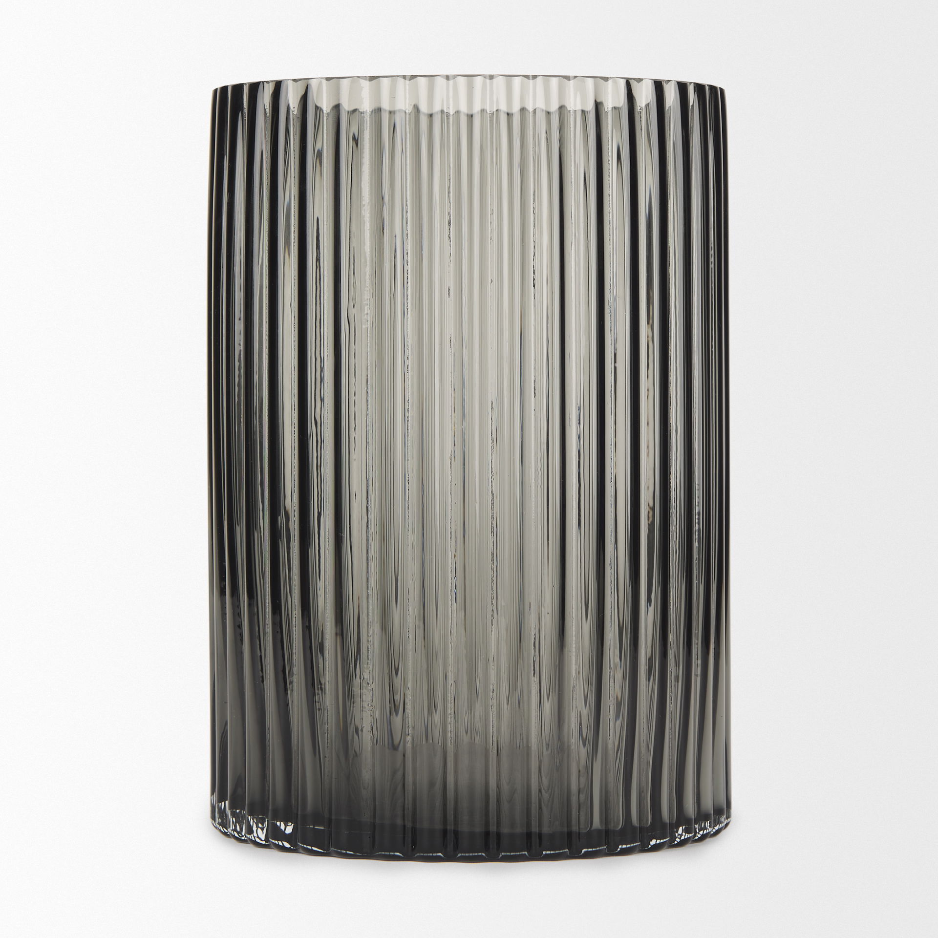 Dawn Short Smokey Black Glass Vase large image 