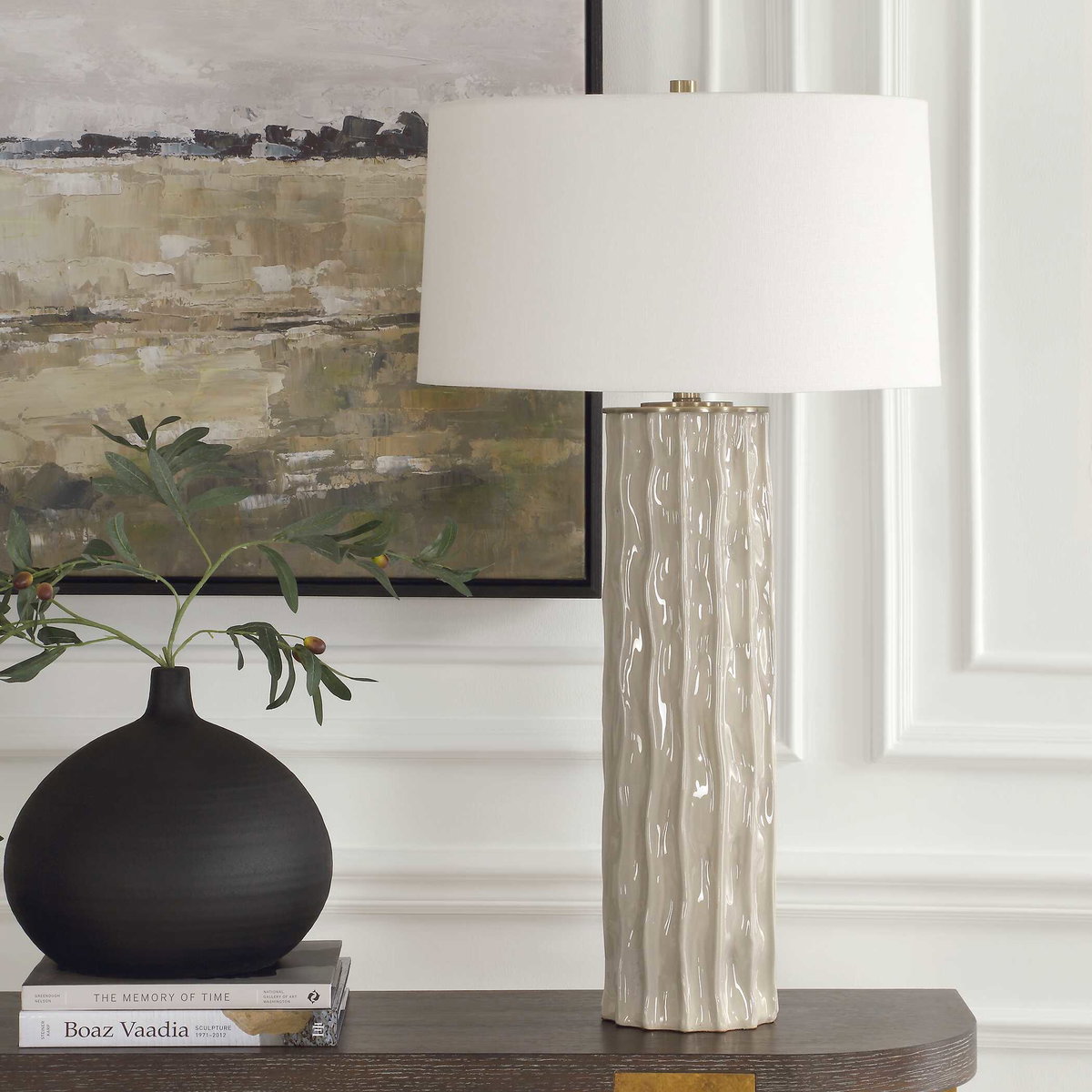 Parilli Taupe Gray Table Lamp, by Uttermost, 20" width x 35" height x 20" depth View 4