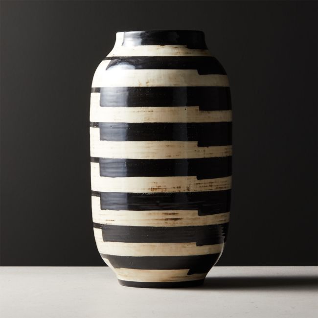 Online Designer Living Room Cristo Black and White Striped Vase