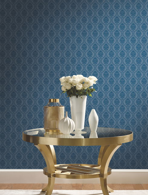 Petite Ogee Navy Wallpaper