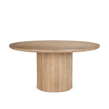 Online Designer Kitchen Terra 60L x 60W x 30H Light Brown Wood Round Fluted Dining Table