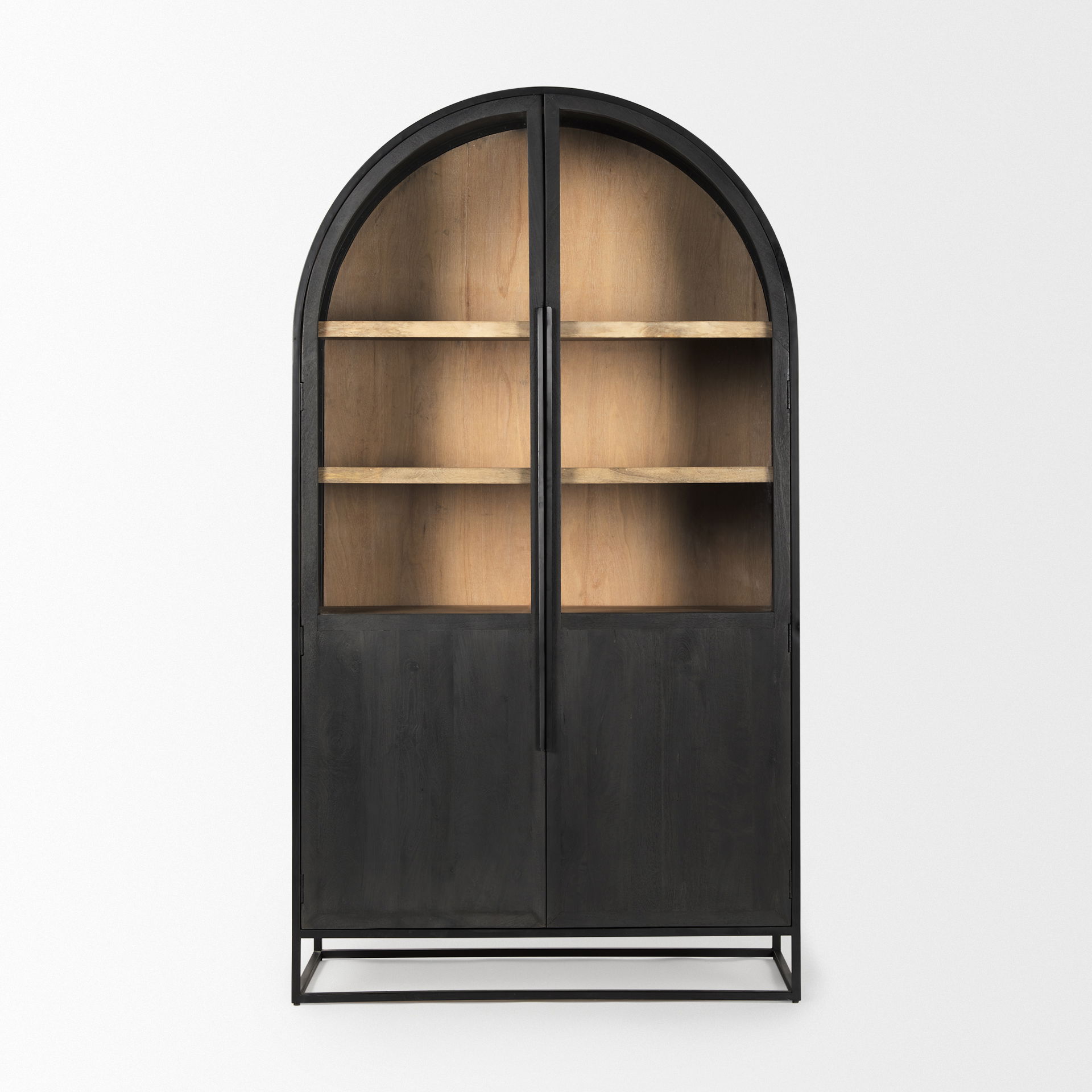 Sloan 47.5W x 85.5H Black Wood with Black Metal Frame Arch Cabinet, Cabinets & Sideboard by Mercana, 47.5" length x 18.5" width x 85.5" height View 3