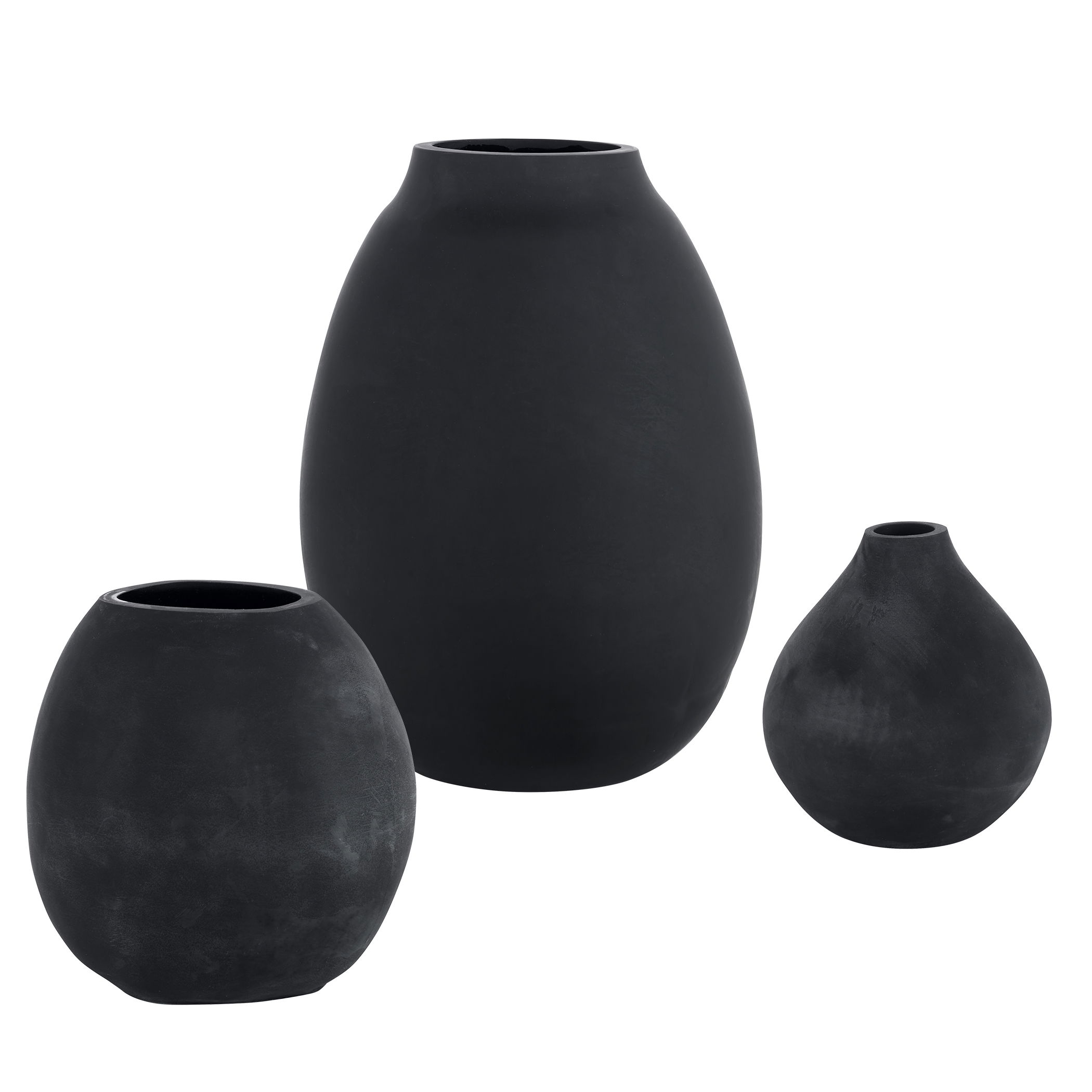 Hearth Matte Black Vases Set/3, Decorative by Uttermost, 9" width x 12" height x 9" depth View 1