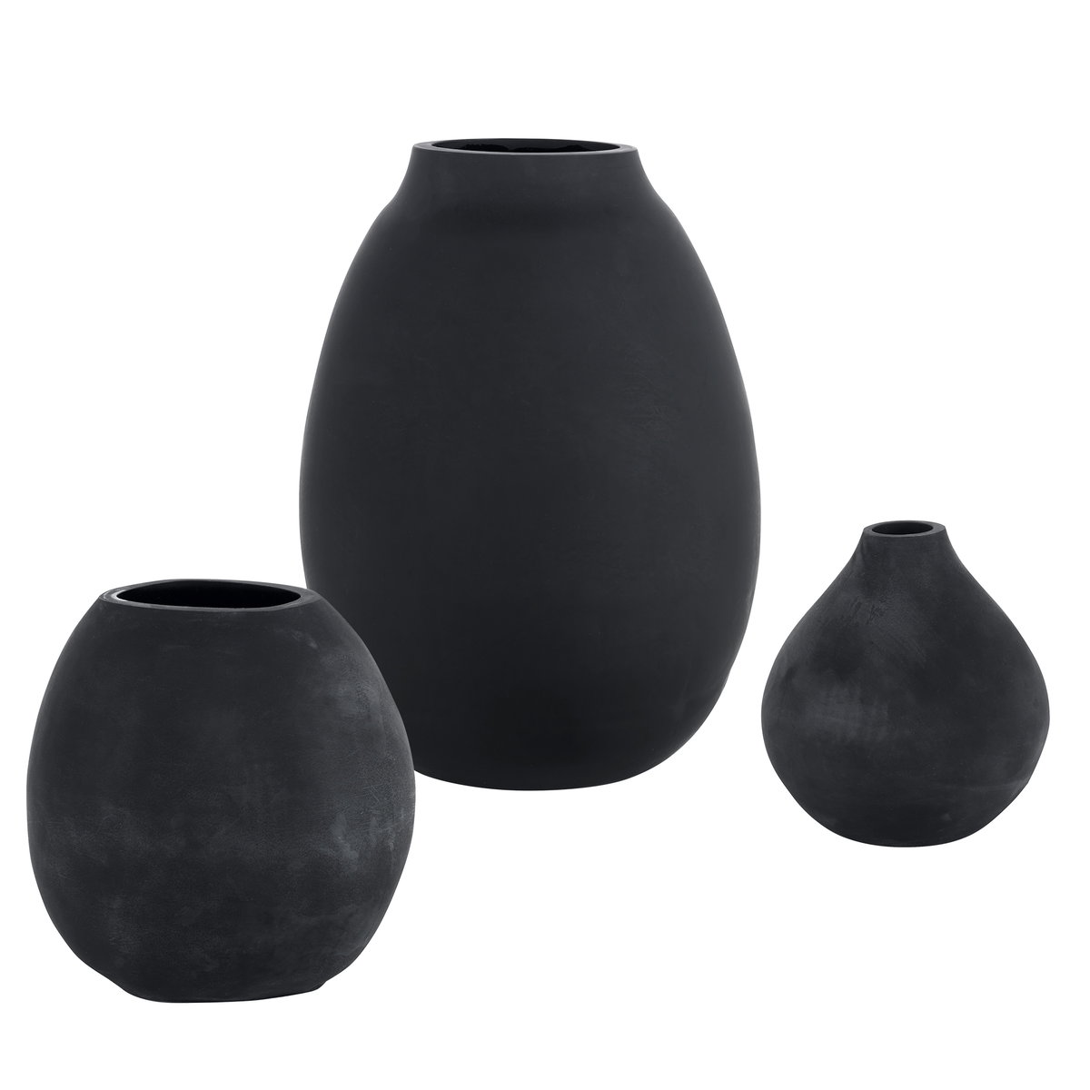 Hearth Matte Black Vases Set/3, Decorative by Uttermost, 9" width x 12" height x 9" depth View 1