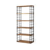 Bradie I 40L x 12W x 79H Brown Wood and Metal Frame Six Shelf Shelving Unit, Shelving & Bookcase by Mercana, 39.5" length x 11.5" width x 79" height thumbnail 1