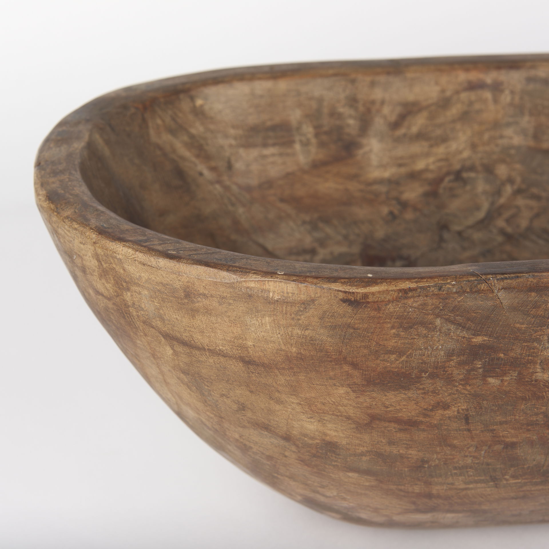 Athena Extra Large Oblong Medium Brown Reclaimed Wood Bowl, Decorative Bowl by Mercana, 26" length x 10" width x 7" height View 6