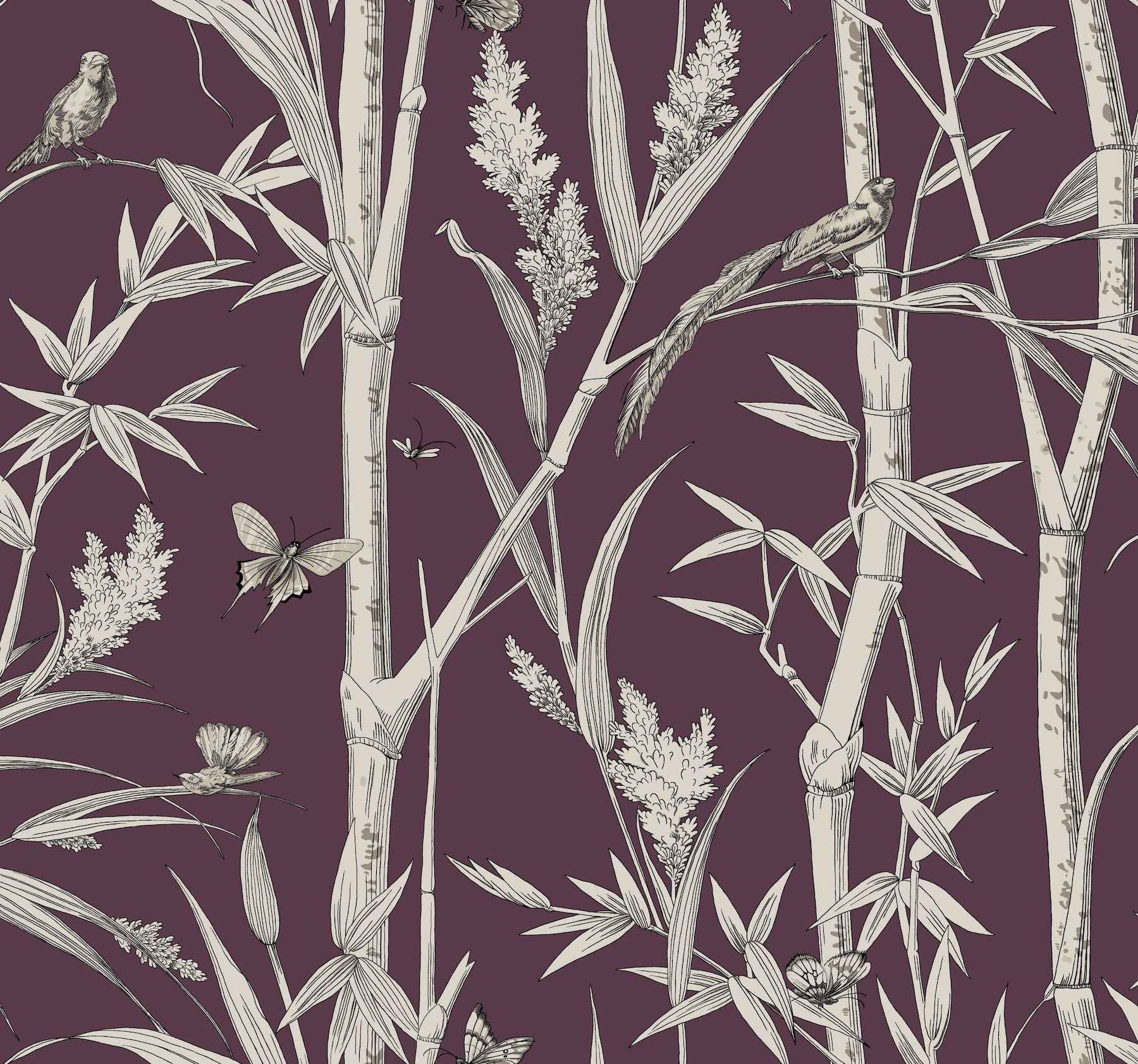 Bambou Toile Burgundy Wallpaper large image 