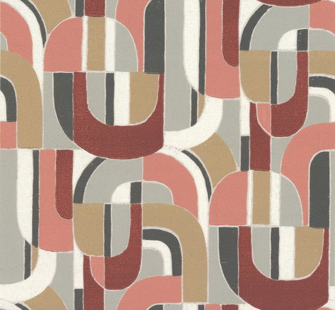 Sculpture Garden Coral & Black Wallpaper