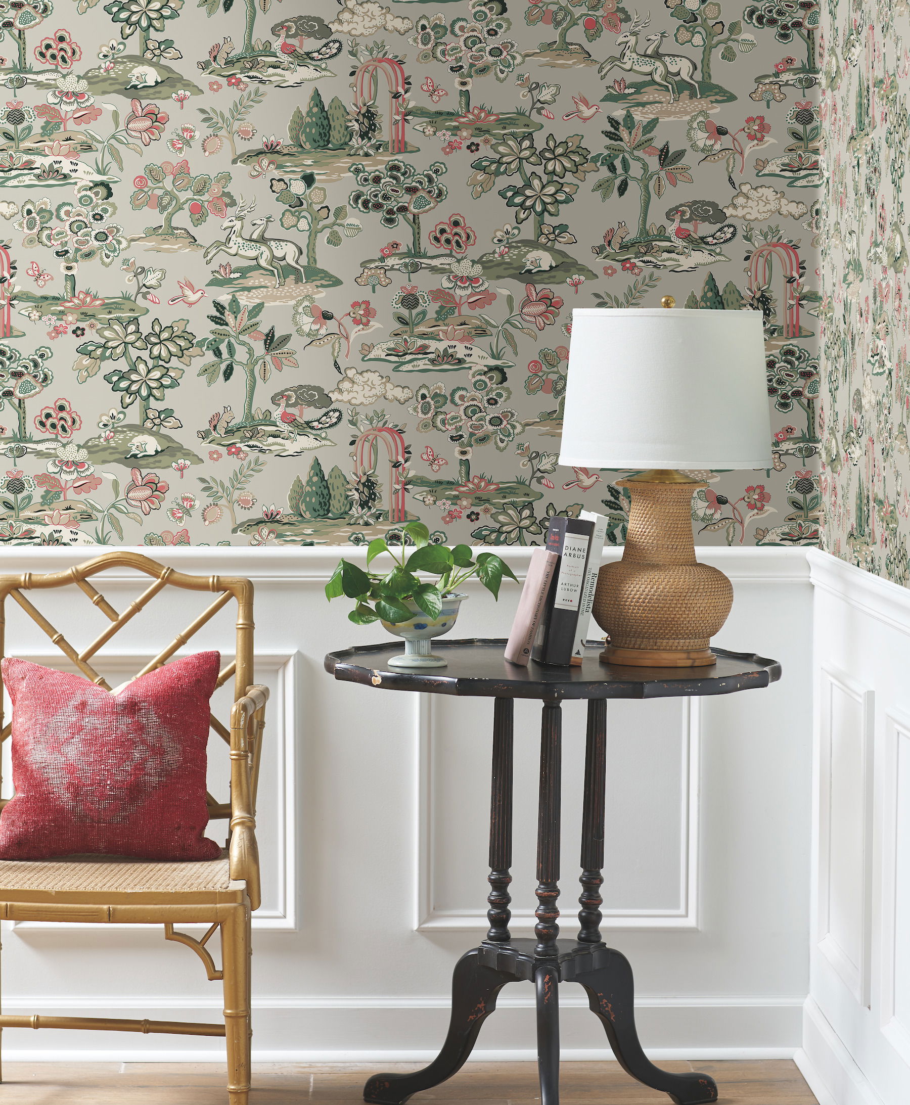 Kingswood Taupe & Coral Wallpaper large image 