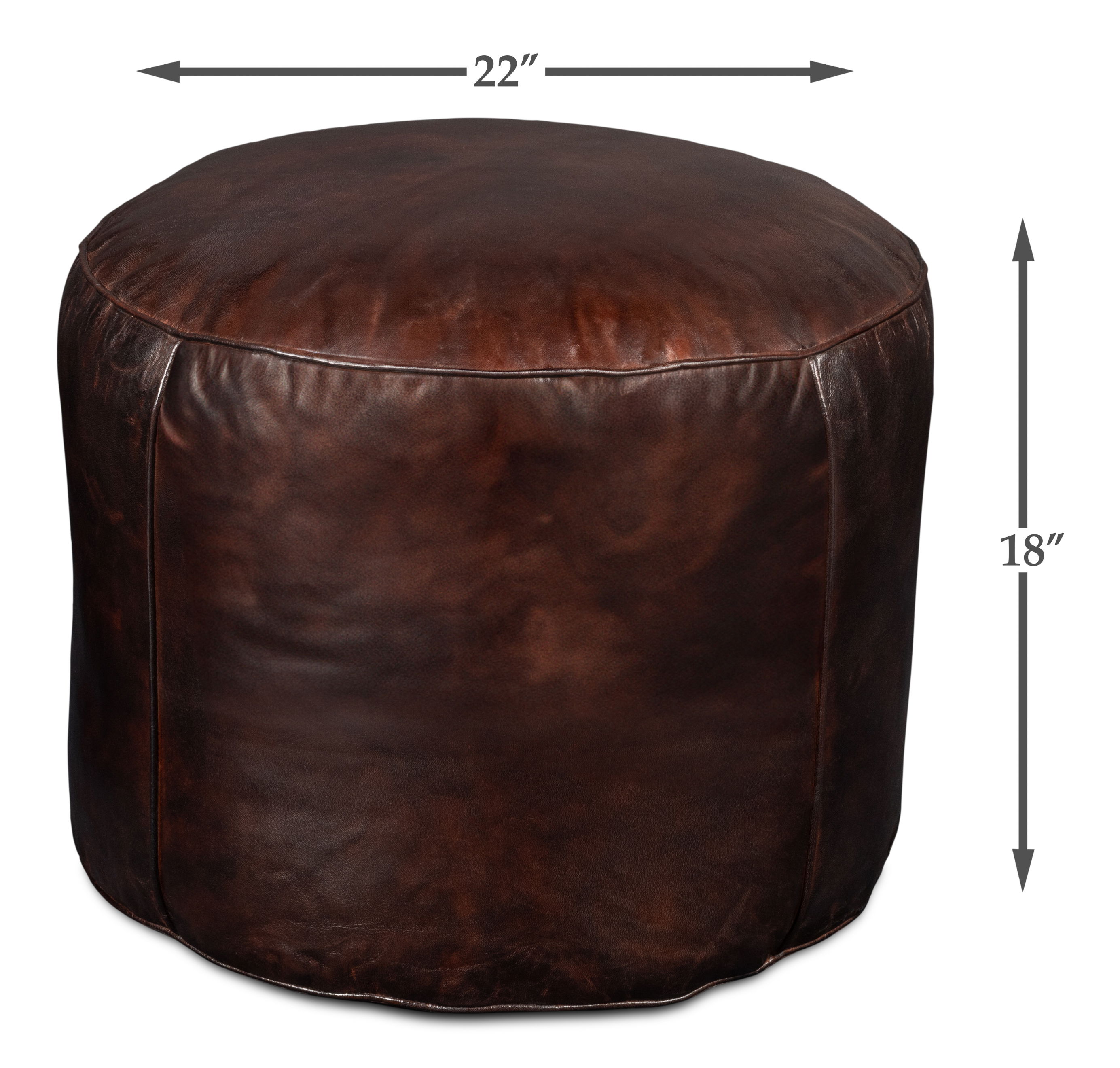 Soccerball Stool, Dark Brown Leather, Seating by Sarreid, 22" length x 22" width x 18" height View 10