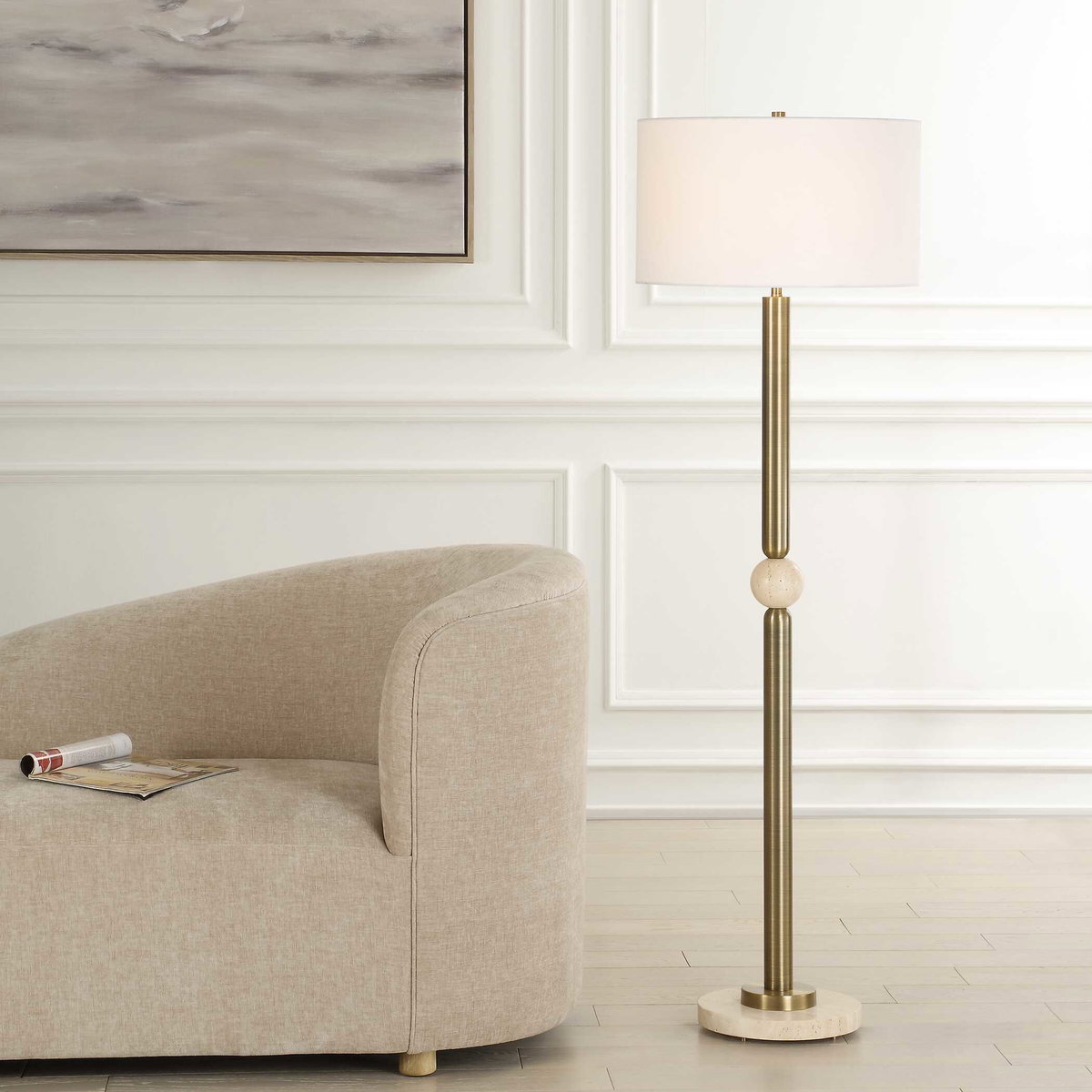 Hudson Gold Floor Lamp, by Uttermost, 19" width x 61.5" height x 19" depth View 2