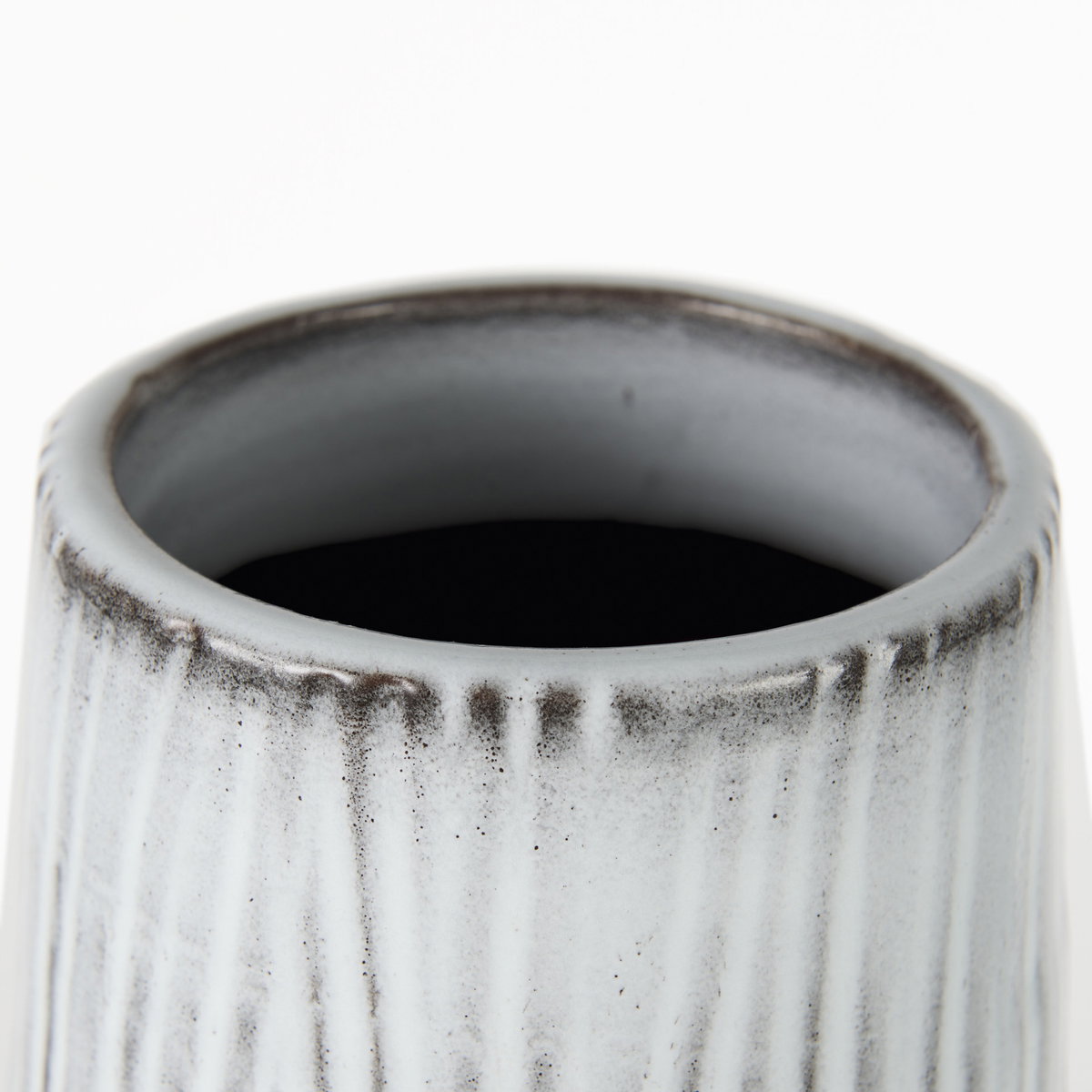 Tanami I Tall Dark Brown/White Ceramic Vase, by Mercana, 7" length x 7" width x 18.5" height View 6