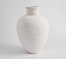 Online Designer Combined Living/Dining Artisan Handcrafted Terracotta Vase, Tall Urn, True White