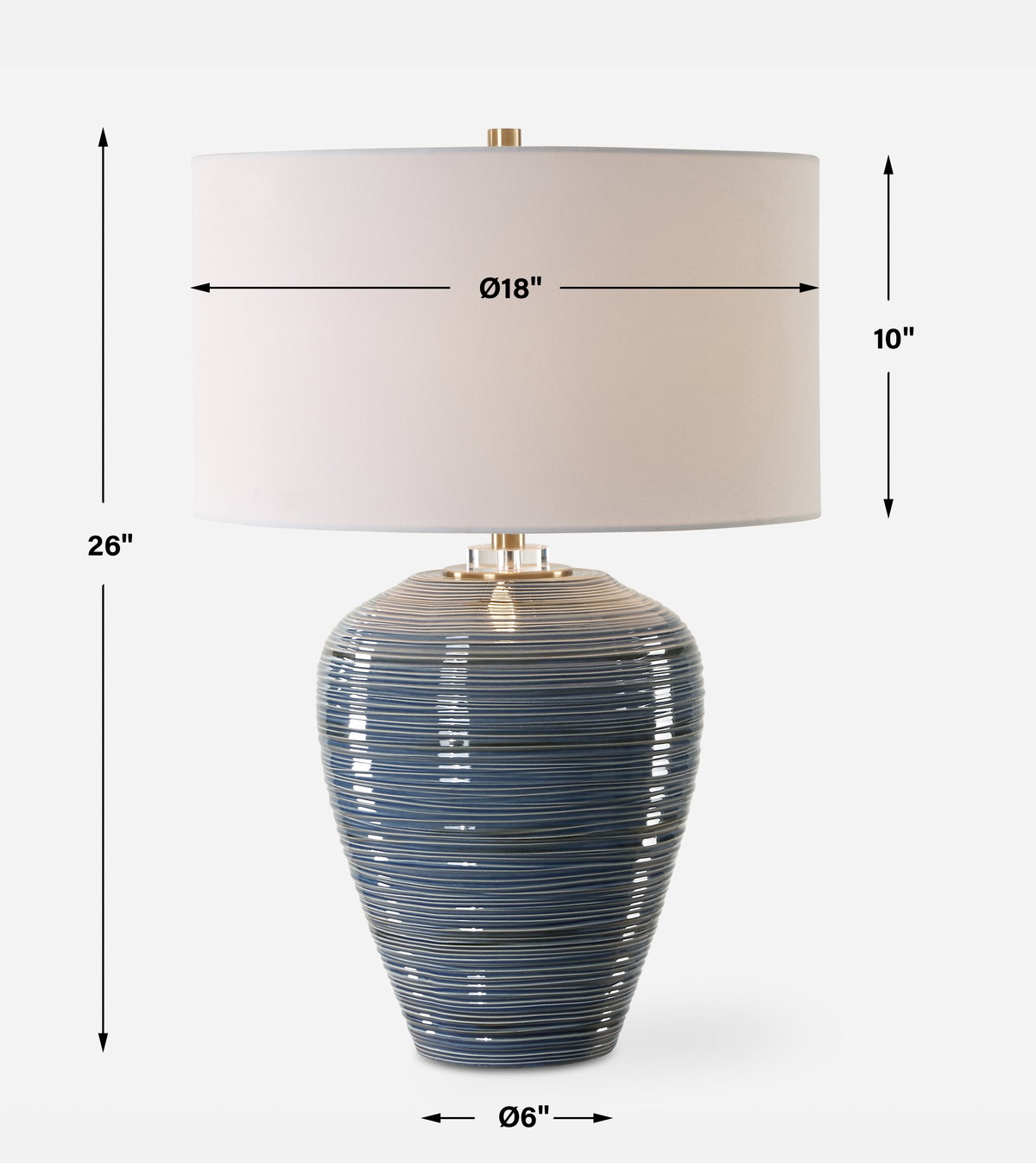 Moher Glossy Blue Table Lamp, by Uttermost, 1'6" width x 2'2" height x 1'6" depth View 3