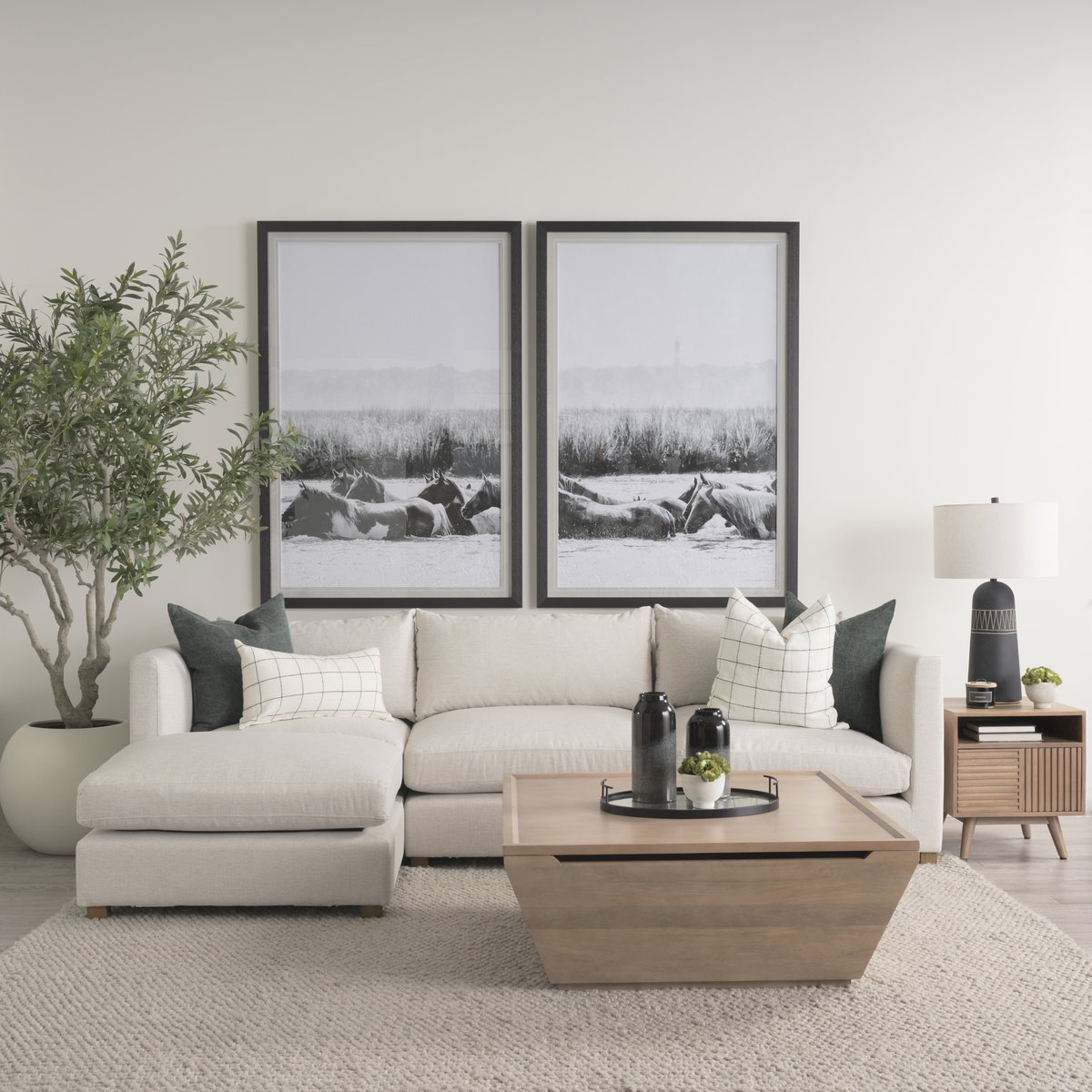 Halston Large Ottoman Oatmeal Performance Fabric, Sectional Sofa by Mercana, 38.5" length x 38.5" width x 19" height View 2