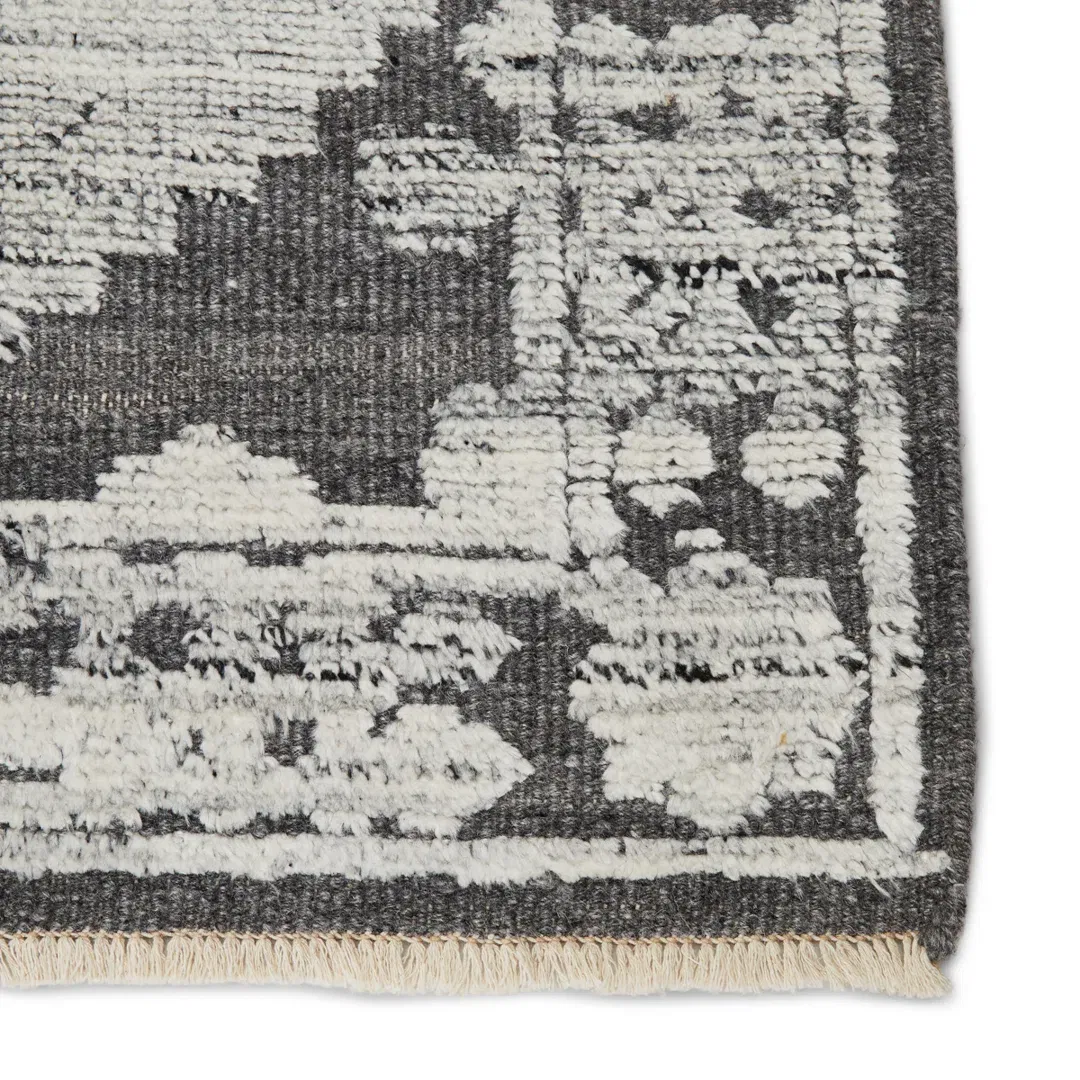 Floral Hand-Knotted Wool Gray Area Rug large image 