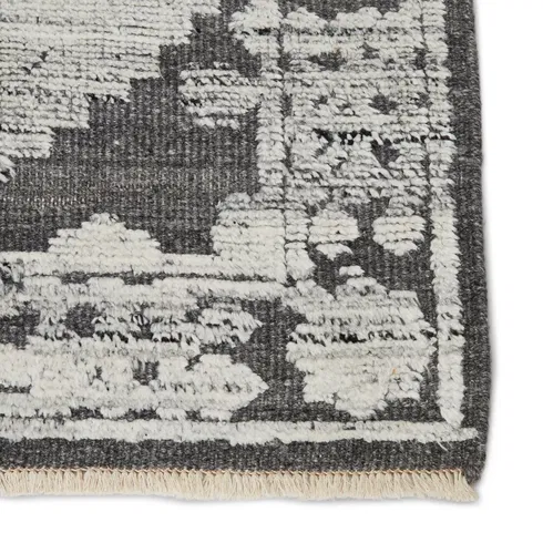 Floral Hand-Knotted Wool Gray Area Rug