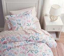 Online Designer Bedroom Organic Wildflower Butterfly Duvet Bundle, Twin, Multi