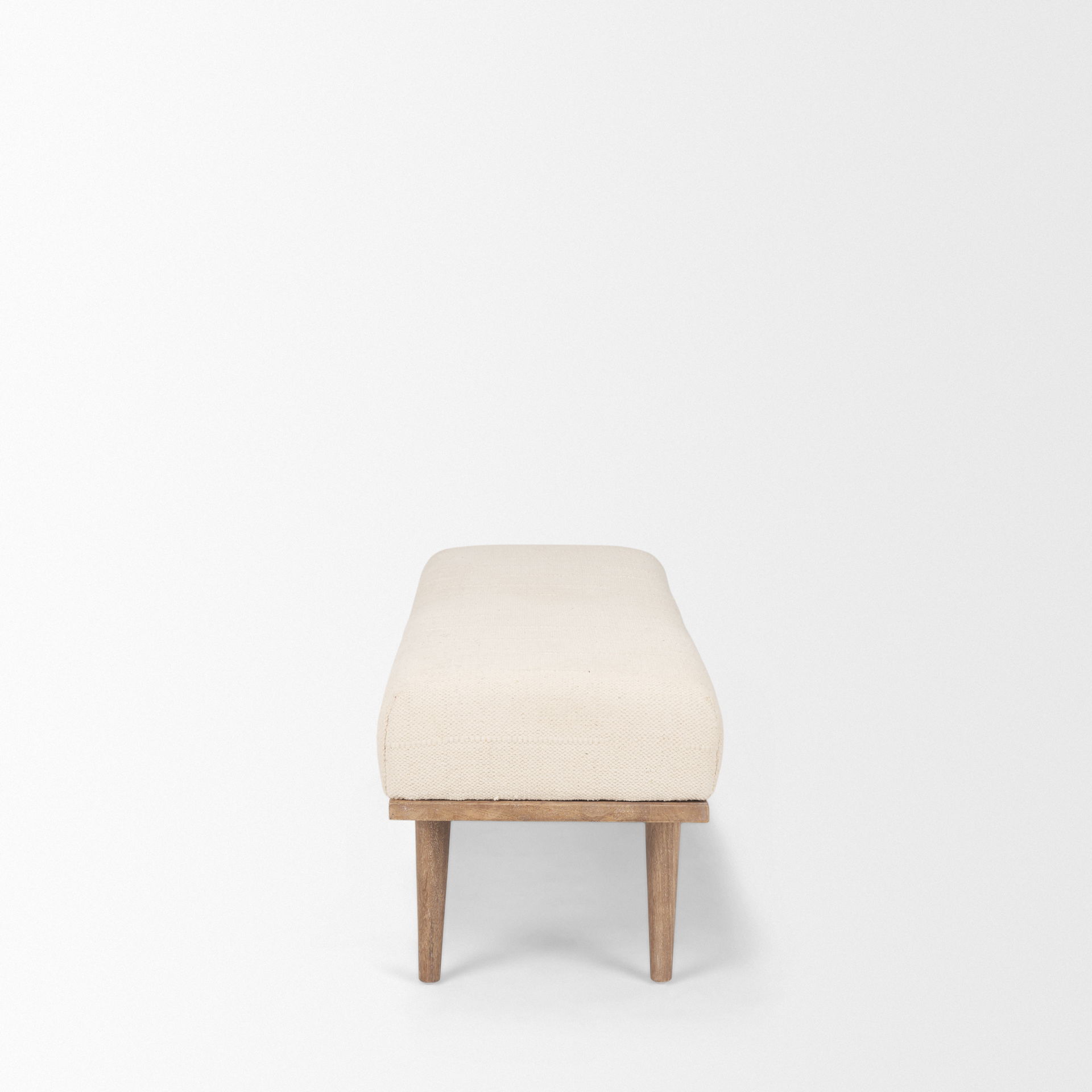 Shae Brown Wood with Oatmeal Fabric Bench large image 
