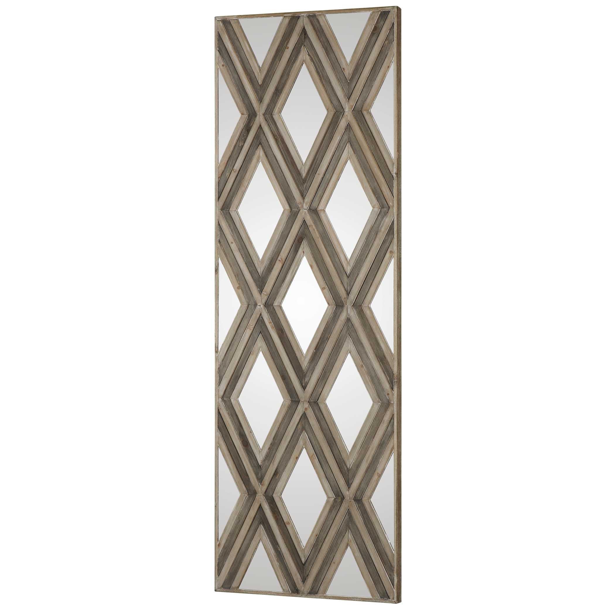 Tahira Geometric Argyle Pattern Wall Mirror, Sculptural Wall Art by Uttermost, 24" width x 72" height x 1.75" depth View 5