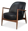 Pindar Armchair, Onyx Black Leather, Seating by Sarreid, 30" length x 31" width x 30" height thumbnail 1