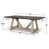 Rialto 84'L x 42'W Rectangular Trestle Dining Table | Black-Brown Wood & Light Brown Wood | Seats 8, by Mercana, 84" length x 42" width x 29.5" height thumbnail 4