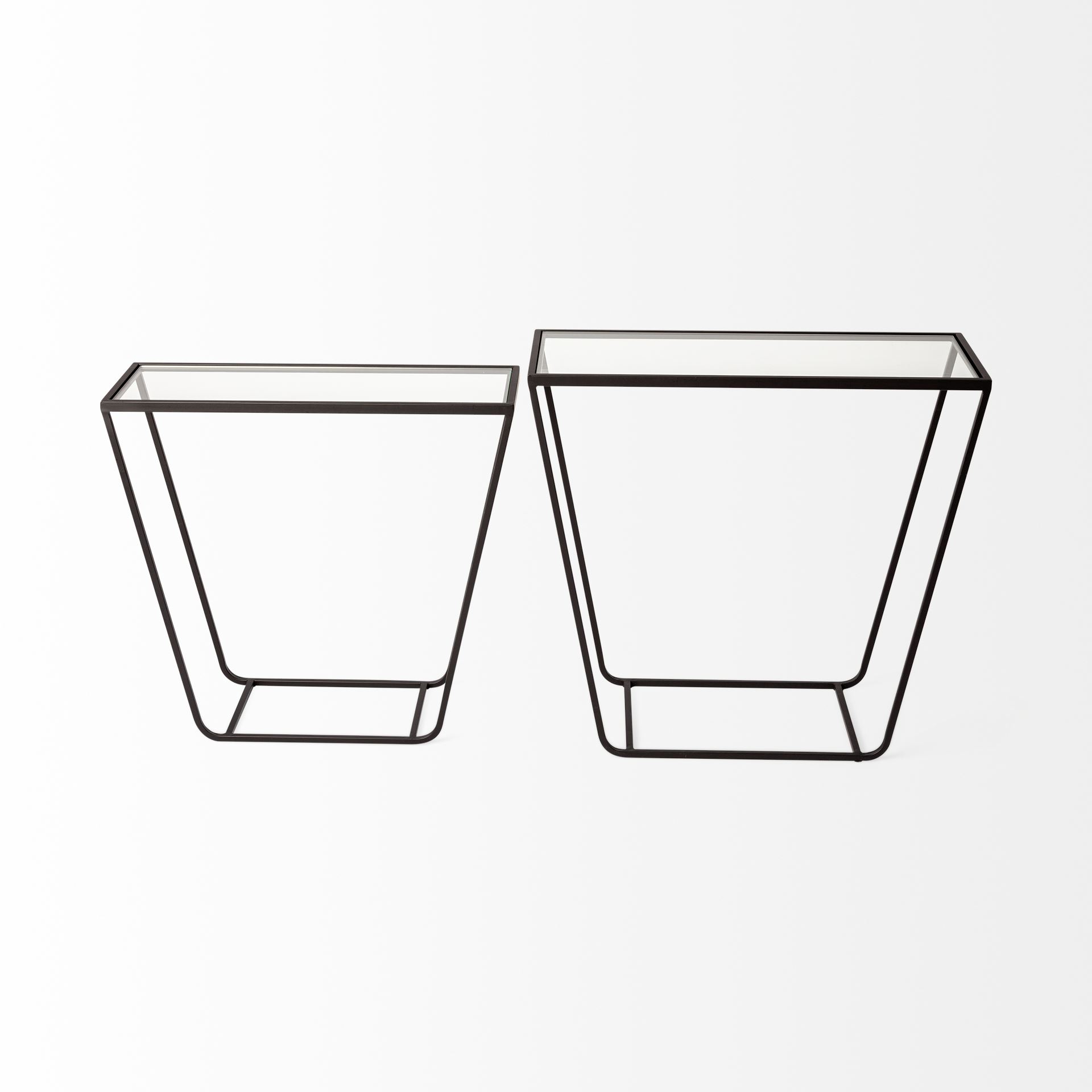 Arya (Set of 2) 24L x 10W Black Rectangular Glass Top Iron Frame Accent Table large image 