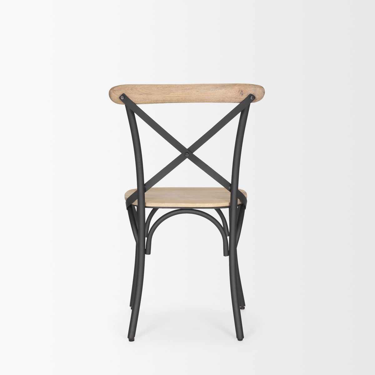 Etienne Cross Back Dining Side Chair | Light Brown Wood with Iron, Dining Chair by Mercana, 20.5" length x 19.5" width x 35.5" height View 6