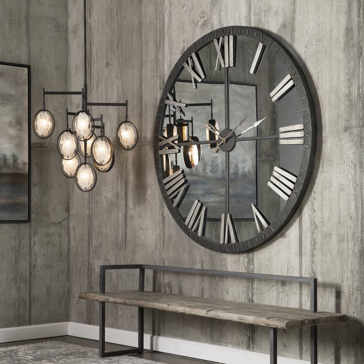 Amelie Large Bronze Wall Clock, by Uttermost, 60" width x 60" height x 2.37" depth View 2