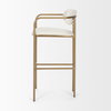 Parker Low Back 30.25in Seat Bar Stool | Cream Fabric with Gold Metal, Counter & Bar Stool by Mercana, 19" length x 19.75" width x 40" height thumbnail 5