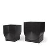 Medina Antiqued Black Metal Planters  (Set of 2), by Mercana, 9.45" length x 9.45" width x 11.02" height thumbnail 1